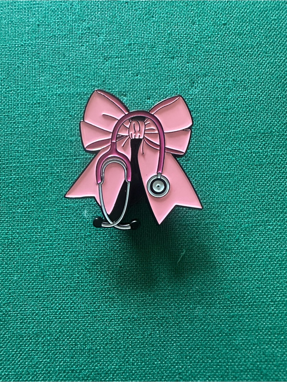 Pink Ribbon Stethoscope Enamel Pin - Picture 2 of 3